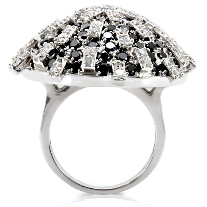 LOVCIA Rhodium-Plated Brass Ring with Black Diamond AAA CZ Stone - Buy stylish Rings for women - Shop latest Ring design - Trendy Rings - Unique fashion Rings - Find the perfect Ring