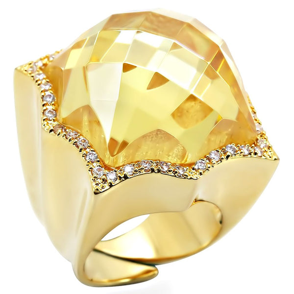 LOVCIA Citrine Yellow AAA Grade CZ Gold-Plated Brass Ring - Buy stylish Rings for women - Shop latest Ring design - Trendy Rings - Unique fashion Rings - Find the perfect Ring