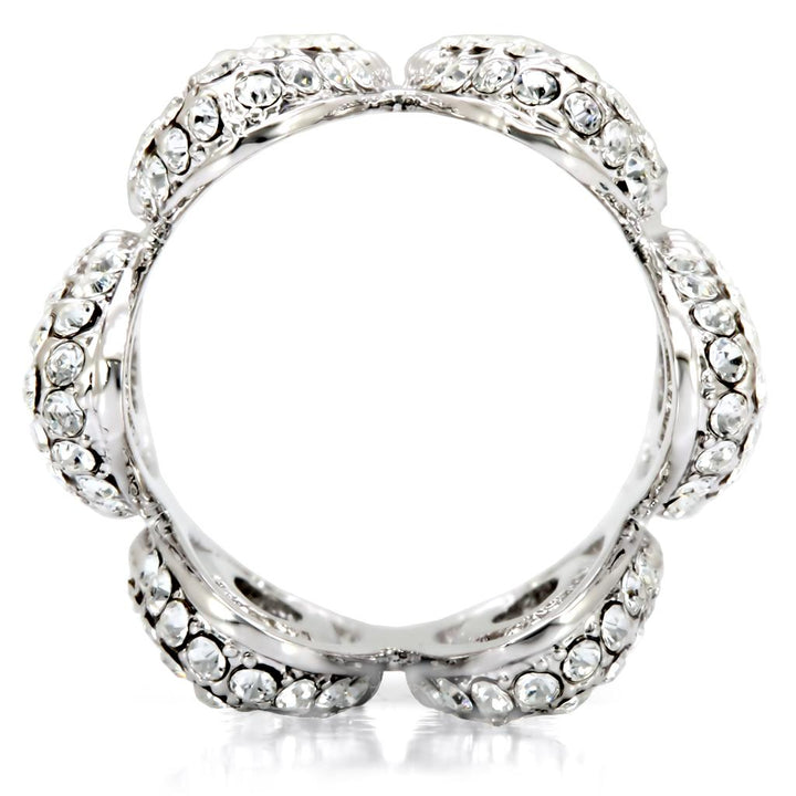 LOVCIA Elegant Rhodium-Plated Brass Ring with Clear Top Grade Crystal - Buy stylish Rings for women - Shop latest Ring design - Trendy Rings - Unique fashion Rings - Find the perfect Ring