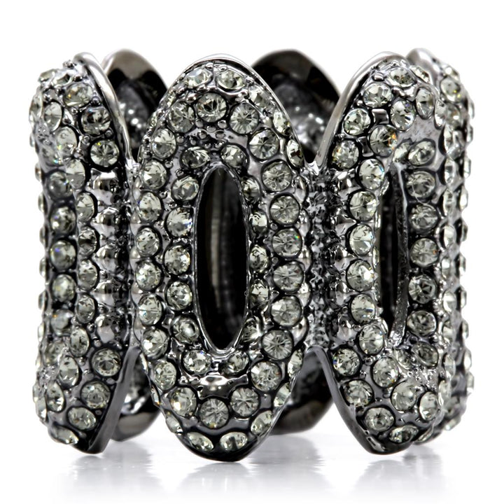 LOVCIA Elegant Ruthenium-Plated Brass Ring with Black Diamond Top Grade Crystal - Buy stylish Rings for women - Shop latest Ring design - Trendy Rings - Unique fashion Rings - Find the perfect Ring