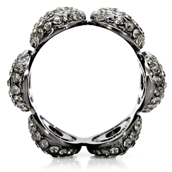 LOVCIA Elegant Ruthenium-Plated Brass Ring with Black Diamond Top Grade Crystal - Buy stylish Rings for women - Shop latest Ring design - Trendy Rings - Unique fashion Rings - Find the perfect Ring