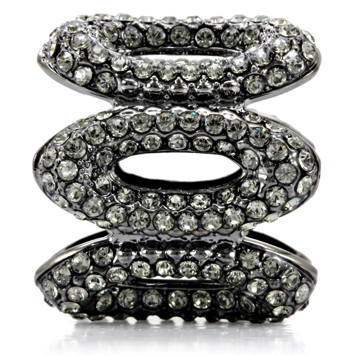 LOVCIA Elegant Ruthenium-Plated Brass Ring with Black Diamond Top Grade Crystal - Buy stylish Rings for women - Shop latest Ring design - Trendy Rings - Unique fashion Rings - Find the perfect Ring