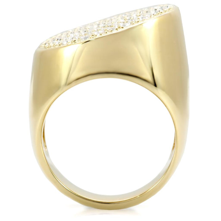 LOVCIA Elegant Gold-Plated Brass Ring with Clear Top-Grade Crystal - Buy stylish Rings for women - Shop latest Ring design - Trendy Rings - Unique fashion Rings - Find the perfect Ring