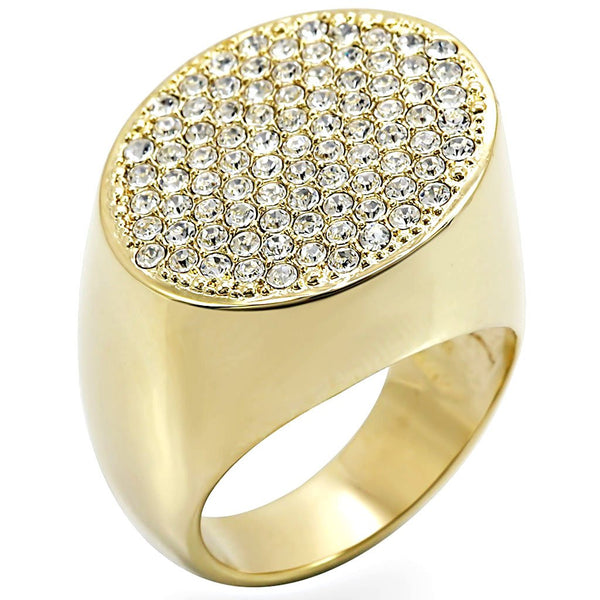 LOVCIA Elegant Gold-Plated Brass Ring with Clear Top-Grade Crystal - Buy stylish Rings for women - Shop latest Ring design - Trendy Rings - Unique fashion Rings - Find the perfect Ring