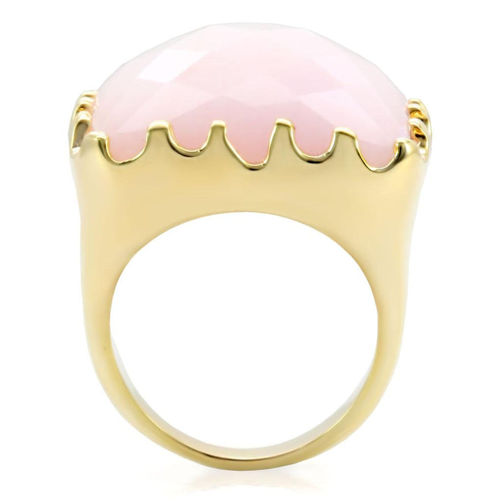 LOVCIA Rose-Tinted Synthetic Jade Brass Ring with Gold Finish - Buy stylish Rings for women - Shop latest Ring design - Trendy Rings - Unique fashion Rings - Find the perfect Ring