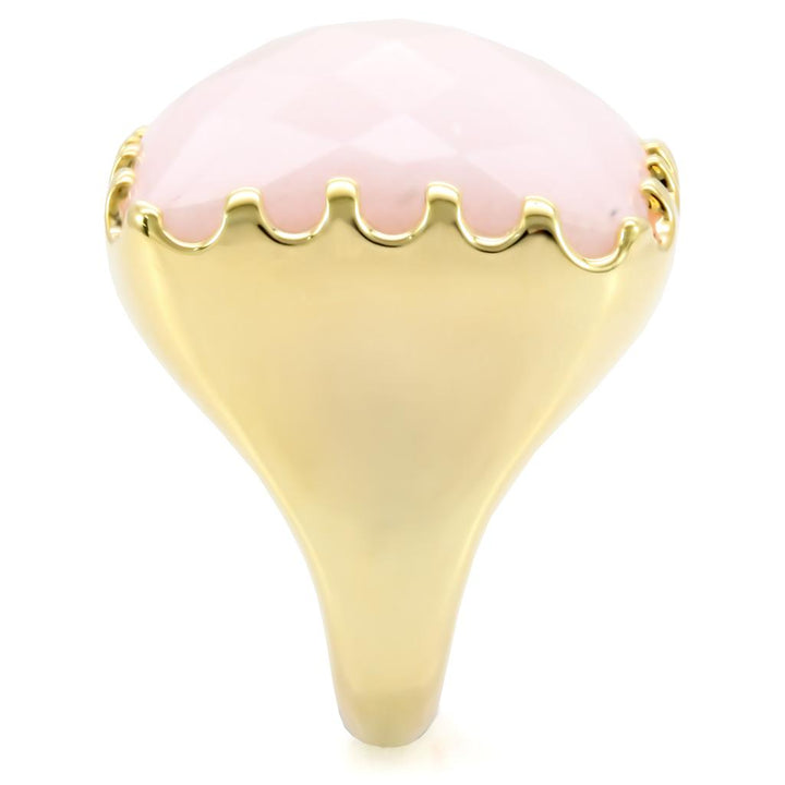 LOVCIA Rose-Tinted Synthetic Jade Brass Ring with Gold Finish - Buy stylish Rings for women - Shop latest Ring design - Trendy Rings - Unique fashion Rings - Find the perfect Ring