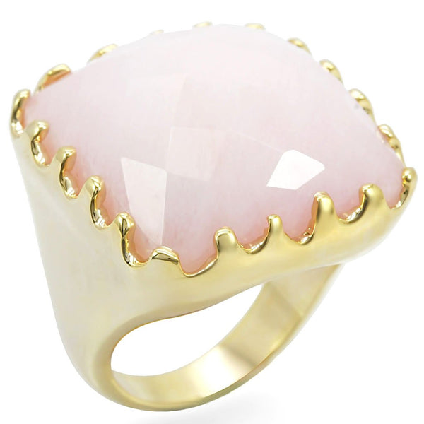 LOVCIA Rose-Tinted Synthetic Jade Brass Ring with Gold Finish - Buy stylish Rings for women - Shop latest Ring design - Trendy Rings - Unique fashion Rings - Find the perfect Ring