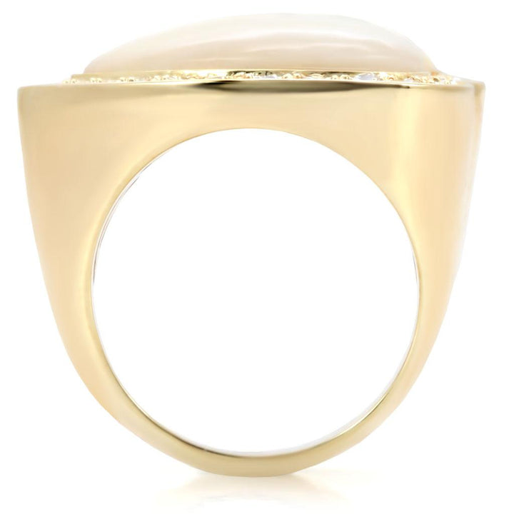 LOVCIA Gold-Plated Brass Ring with White Synthetic Glass Stone - Buy stylish Rings for women - Shop latest Ring design - Trendy Rings - Unique fashion Rings - Find the perfect Ring