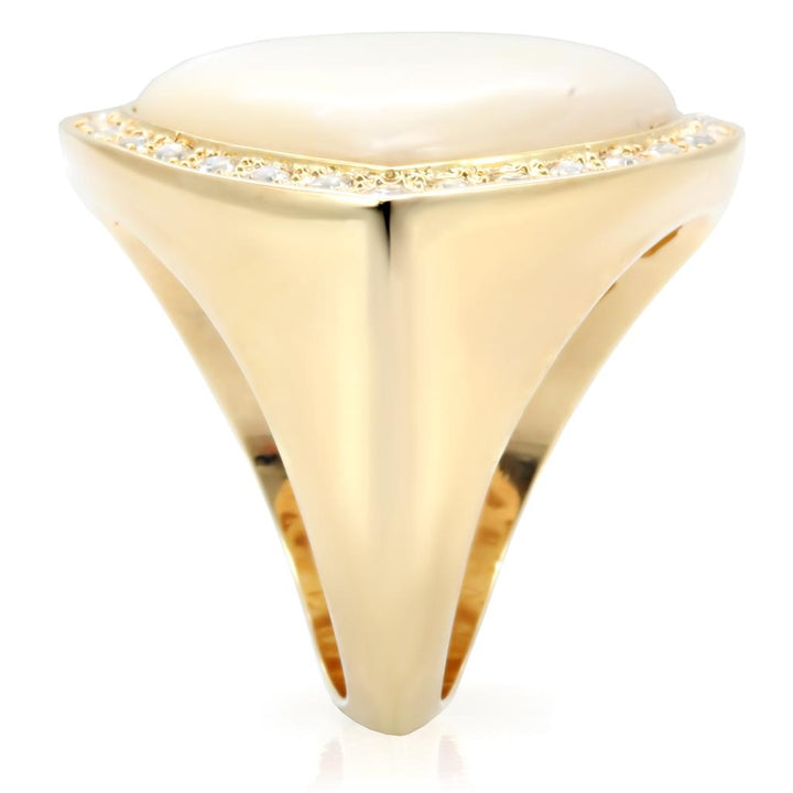 LOVCIA Gold-Plated Brass Ring with White Synthetic Glass Stone - Buy stylish Rings for women - Shop latest Ring design - Trendy Rings - Unique fashion Rings - Find the perfect Ring