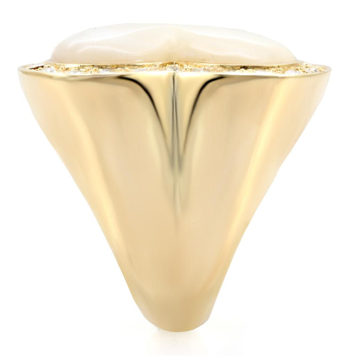 LOVCIA Gold-Plated Brass Ring with White Synthetic Glass Stone - Buy stylish Rings for women - Shop latest Ring design - Trendy Rings - Unique fashion Rings - Find the perfect Ring