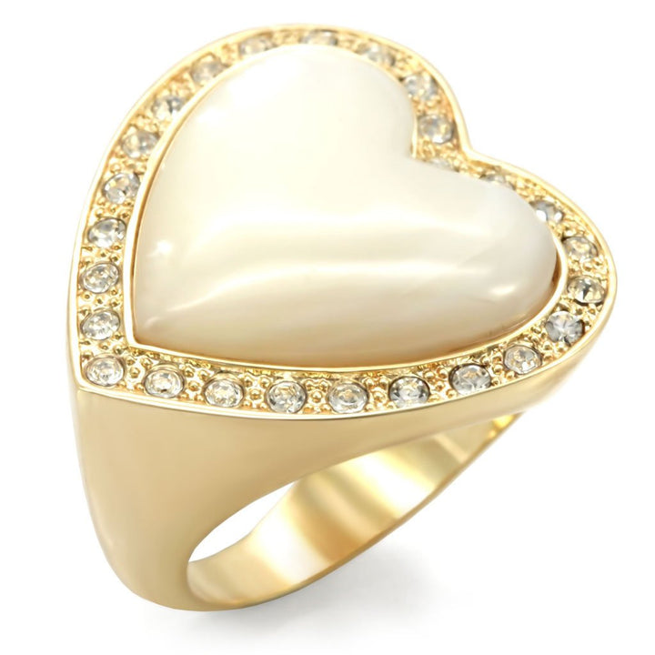 LOVCIA Gold-Plated Brass Ring with White Synthetic Glass Stone - Buy stylish Rings for women - Shop latest Ring design - Trendy Rings - Unique fashion Rings - Find the perfect Ring