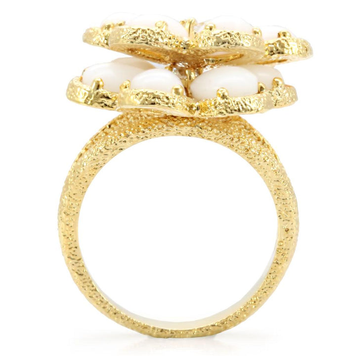 LOVCIA Gold-Tone Brass Ring with White Synthetic Glass Stone - Buy stylish Rings for women - Shop latest Ring design - Trendy Rings - Unique fashion Rings - Find the perfect Ring