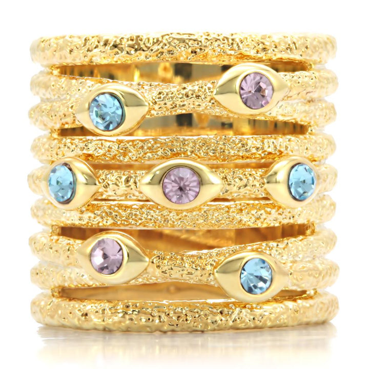 LOVCIA Multi-Color Gold Brass Ring with High-Quality Crystal - Buy stylish Rings for women - Shop latest Ring design - Trendy Rings - Unique fashion Rings - Find the perfect Ring