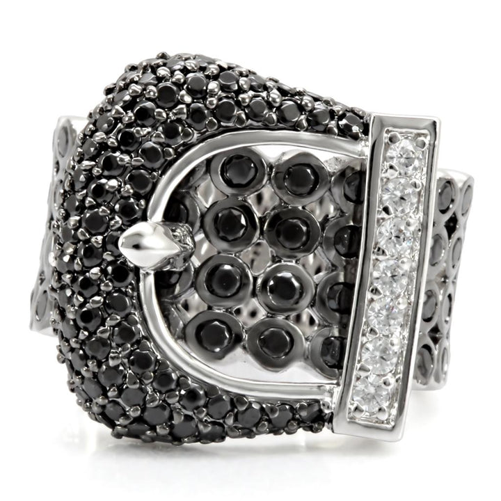 LOVCIA Rhodium and Ruthenium-Plated Brass Ring with Black Diamond AAA CZ Stone - Buy stylish Rings for women - Shop latest Ring design - Trendy Rings - Unique fashion Rings - Find the perfect Ring