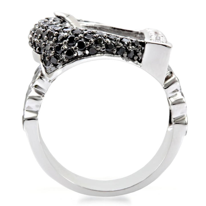 LOVCIA Rhodium and Ruthenium-Plated Brass Ring with Black Diamond AAA CZ Stone - Buy stylish Rings for women - Shop latest Ring design - Trendy Rings - Unique fashion Rings - Find the perfect Ring