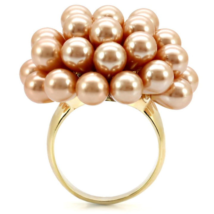 LOVCIA Champagne Synthetic Pearl Gold-Plated Brass Ring - Buy stylish Rings for women - Shop latest Ring design - Trendy Rings - Unique fashion Rings - Find the perfect Ring