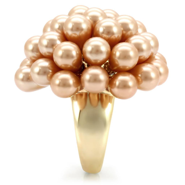 LOVCIA Champagne Synthetic Pearl Gold-Plated Brass Ring - Buy stylish Rings for women - Shop latest Ring design - Trendy Rings - Unique fashion Rings - Find the perfect Ring