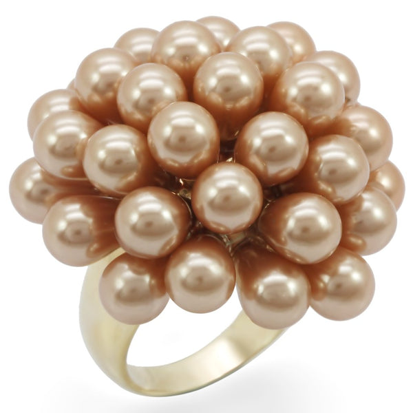 LOVCIA Champagne Synthetic Pearl Gold-Plated Brass Ring - Buy stylish Rings for women - Shop latest Ring design - Trendy Rings - Unique fashion Rings - Find the perfect Ring