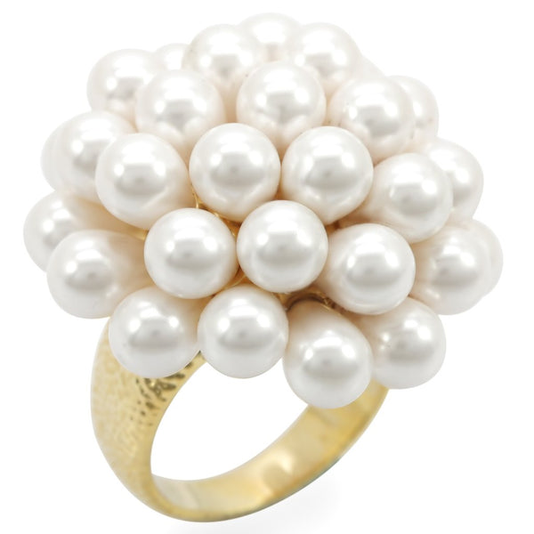 LOVCIA Elegant Gold-Plated Brass Ring with White Synthetic Gemstone - Buy stylish Rings for women - Shop latest Ring design - Trendy Rings - Unique fashion Rings - Find the perfect Ring