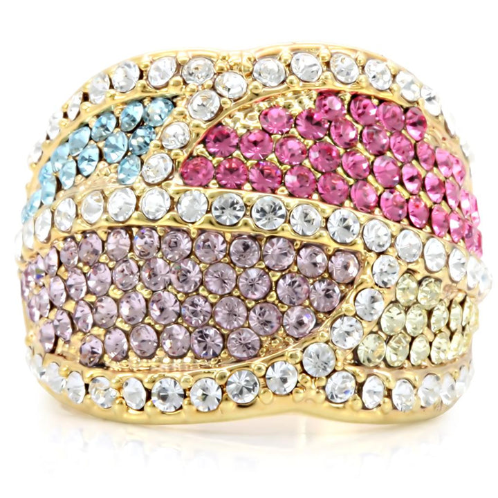 LOVCIA Multi-Color Crystal Gold Brass Ring - Buy stylish Rings for women - Shop latest Ring design - Trendy Rings - Unique fashion Rings - Find the perfect Ring