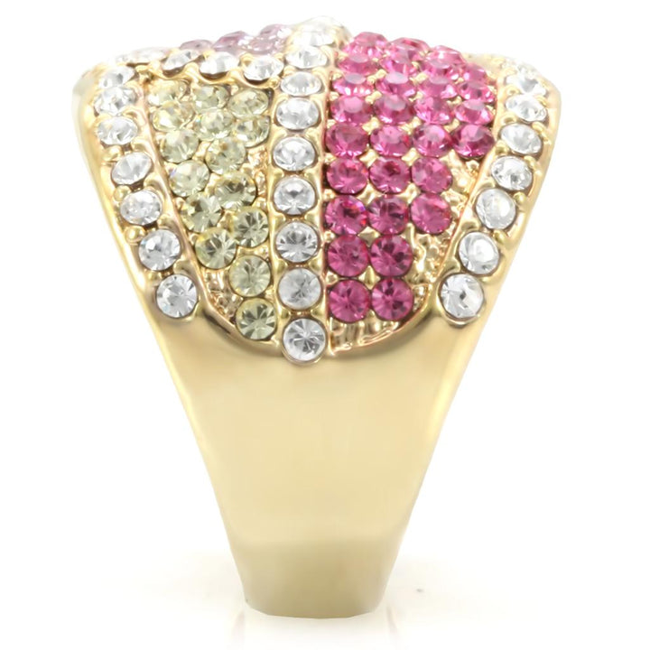 LOVCIA Multi-Color Crystal Gold Brass Ring - Buy stylish Rings for women - Shop latest Ring design - Trendy Rings - Unique fashion Rings - Find the perfect Ring