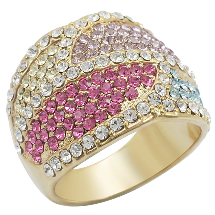 LOVCIA Multi-Color Crystal Gold Brass Ring - Buy stylish Rings for women - Shop latest Ring design - Trendy Rings - Unique fashion Rings - Find the perfect Ring