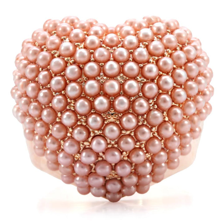 LOVCIA Rose Gold-Plated Brass Ring Featuring a Rose-Colored Synthetic Pearl - Buy stylish Rings for women - Shop latest Ring design - Trendy Rings - Unique fashion Rings - Find the perfect Ring