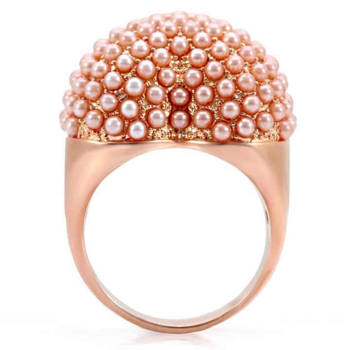 LOVCIA Rose Gold-Plated Brass Ring Featuring a Rose-Colored Synthetic Pearl - Buy stylish Rings for women - Shop latest Ring design - Trendy Rings - Unique fashion Rings - Find the perfect Ring