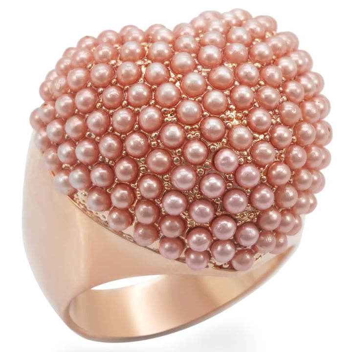 LOVCIA Rose Gold-Plated Brass Ring Featuring a Rose-Colored Synthetic Pearl - Buy stylish Rings for women - Shop latest Ring design - Trendy Rings - Unique fashion Rings - Find the perfect Ring