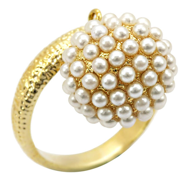 LOVCIA Citrine Yellow Synthetic Pearl Brass Ring with Gold Finish - Buy stylish Rings for women - Shop latest Ring design - Trendy Rings - Unique fashion Rings - Find the perfect Ring