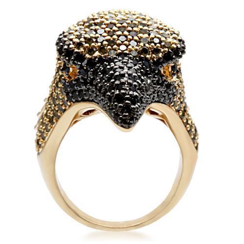 LOVCIA Gold and Ruthenium Brass Ring with Multi-Color AAA Grade Cubic Zirconia - Buy stylish Rings for women - Shop latest Ring design - Trendy Rings - Unique fashion Rings - Find the perfect Ring