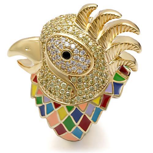 LOVCIA Multi-Color Gold Brass Ring with AAA Grade CZ Stones - Buy stylish Rings for women - Shop latest Ring design - Trendy Rings - Unique fashion Rings - Find the perfect Ring