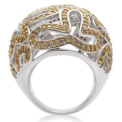 LOVCIA Two-Tone Brass Ring Featuring Topaz AAA CZ Stone - Buy stylish Rings for women - Shop latest Ring design - Trendy Rings - Unique fashion Rings - Find the perfect Ring