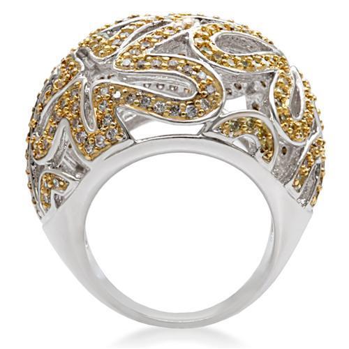 LOVCIA Two-Tone Brass Ring Featuring Topaz AAA CZ Stone - Buy stylish Rings for women - Shop latest Ring design - Trendy Rings - Unique fashion Rings - Find the perfect Ring