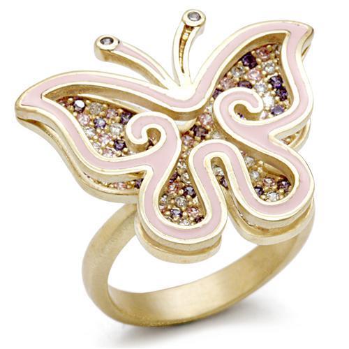 LOVCIA Multi-Colored AAA CZ Matte Gold Brass Ring - Buy stylish Rings for women - Shop latest Ring design - Trendy Rings - Unique fashion Rings - Find the perfect Ring