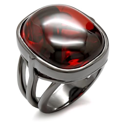 LOVCIA Ruthenium-Plated Brass Ring Featuring AAA Grade Garnet-Colored CZ - Buy stylish Rings for women - Shop latest Ring design - Trendy Rings - Unique fashion Rings - Find the perfect Ring