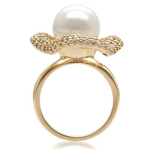 LOVCIA Gold-Plated Brass Ring with White Synthetic Pearl - Buy stylish Rings for women - Shop latest Ring design - Trendy Rings - Unique fashion Rings - Find the perfect Ring