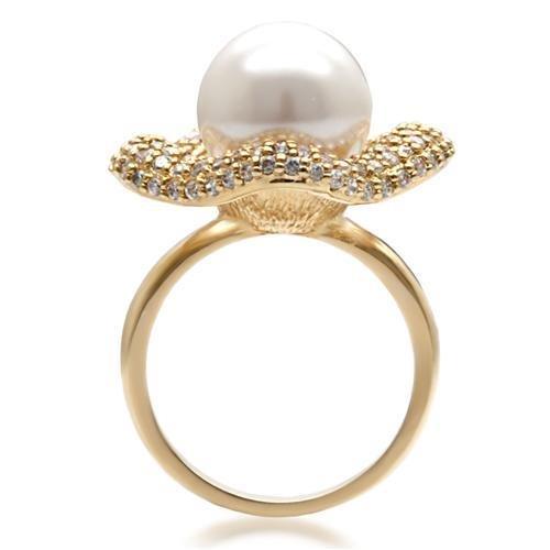 LOVCIA Gold-Plated Brass Ring with White Synthetic Pearl - Buy stylish Rings for women - Shop latest Ring design - Trendy Rings - Unique fashion Rings - Find the perfect Ring