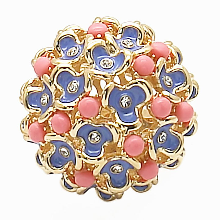 LOVCIA Gold-Plated Brass Ring Featuring Rose Coral Gemstone - Buy stylish Rings for women - Shop latest Ring design - Trendy Rings - Unique fashion Rings - Find the perfect Ring