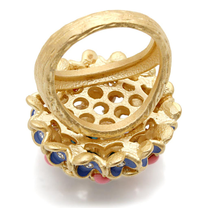 LOVCIA Gold-Plated Brass Ring Featuring Rose Coral Gemstone - Buy stylish Rings for women - Shop latest Ring design - Trendy Rings - Unique fashion Rings - Find the perfect Ring