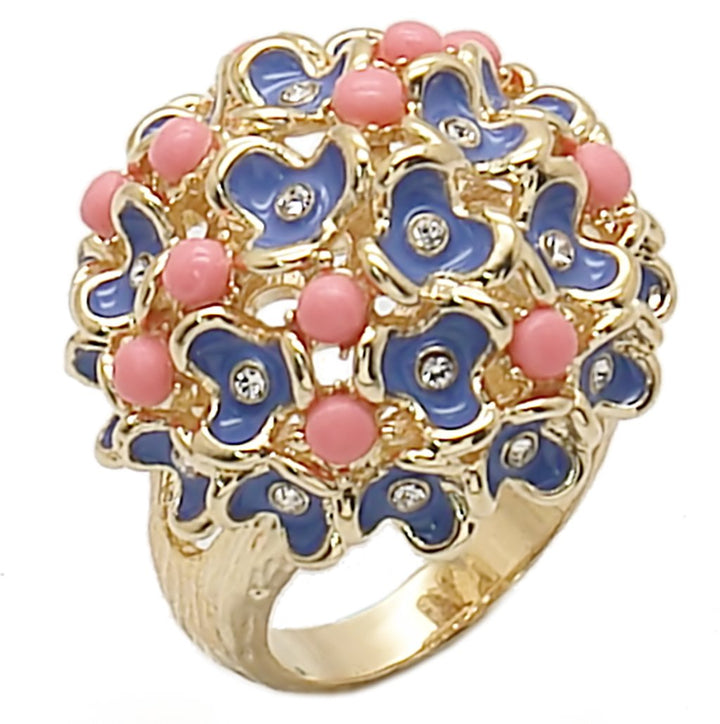 LOVCIA Gold-Plated Brass Ring Featuring Rose Coral Gemstone - Buy stylish Rings for women - Shop latest Ring design - Trendy Rings - Unique fashion Rings - Find the perfect Ring