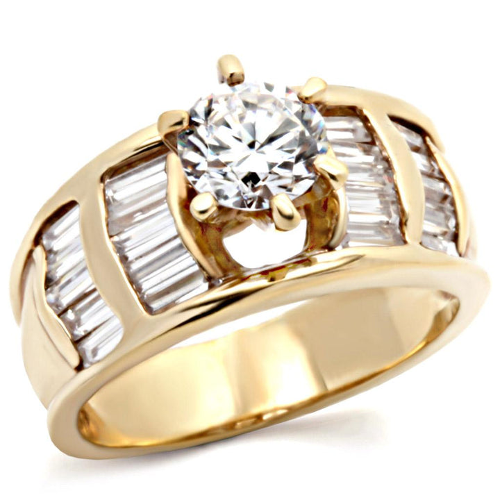 LOVCIA Gold-Plated Brass Ring with Clear AAA CZ Stone - Buy stylish Rings for women - Shop latest Ring design - Trendy Rings - Unique fashion Rings - Find the perfect Ring