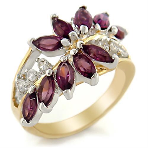 LOVCIA Amethyst Crystal Brass Ring with Gold and Rhodium Finish - Buy stylish Rings for women - Shop latest Ring design - Trendy Rings - Unique fashion Rings - Find the perfect Ring