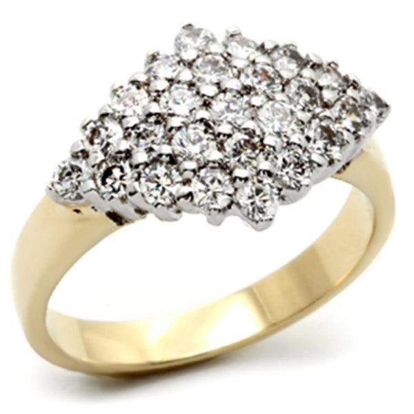 LOVCIA Gold and Rhodium-Plated Brass Ring with Clear AAA CZ Stone - Buy stylish Rings for women - Shop latest Ring design - Trendy Rings - Unique fashion Rings - Find the perfect Ring