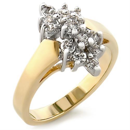 LOVCIA Elegant Gold and Rhodium-Plated Brass Ring with Clear AAA CZ Center Stone - Buy stylish Rings for women - Shop latest Ring design - Trendy Rings - Unique fashion Rings - Find the perfect Ring