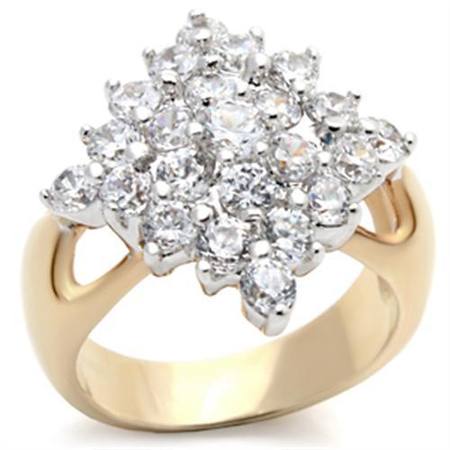 LOVCIA Gold and Rhodium Plated Brass Ring with Clear AAA CZ Stone - Buy stylish Rings for women - Shop latest Ring design - Trendy Rings - Unique fashion Rings - Find the perfect Ring