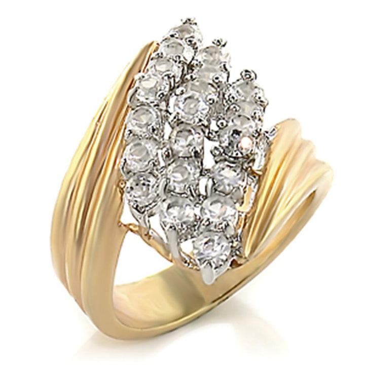 LOVCIA Dual-Tone Brass Ring with Clear AAA CZ Stone - Buy stylish Rings for women - Shop latest Ring design - Trendy Rings - Unique fashion Rings - Find the perfect Ring