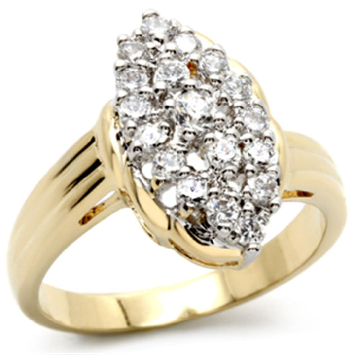 LOVCIA Elegant Gold and Rhodium Plated Brass Ring with Clear AAA CZ Stone - Buy stylish Rings for women - Shop latest Ring design - Trendy Rings - Unique fashion Rings - Find the perfect Ring