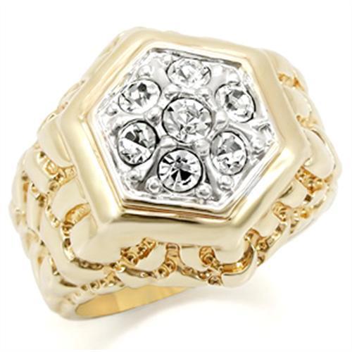 LOVCIA Elegant Gold and Rhodium-Plated Brass Ring with Clear Top Grade Crystal - Buy stylish Rings for women - Shop latest Ring design - Trendy Rings - Unique fashion Rings - Find the perfect Ring