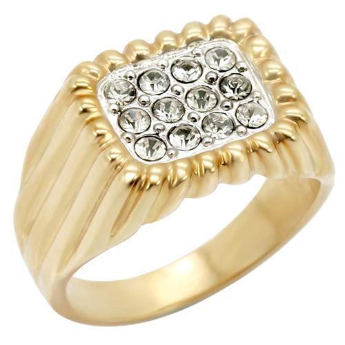 LOVCIA Gold and Rhodium Plated Brass Ring with Clear Premium Crystal - Buy stylish Rings for women - Shop latest Ring design - Trendy Rings - Unique fashion Rings - Find the perfect Ring